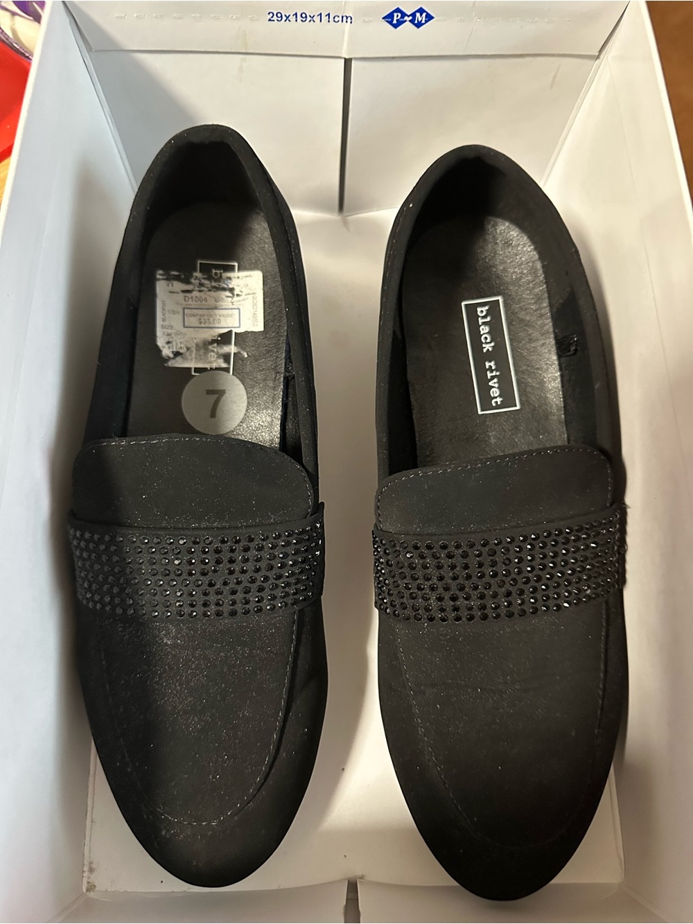 Black Crystal-Embellished Slip-On Loafers women 7